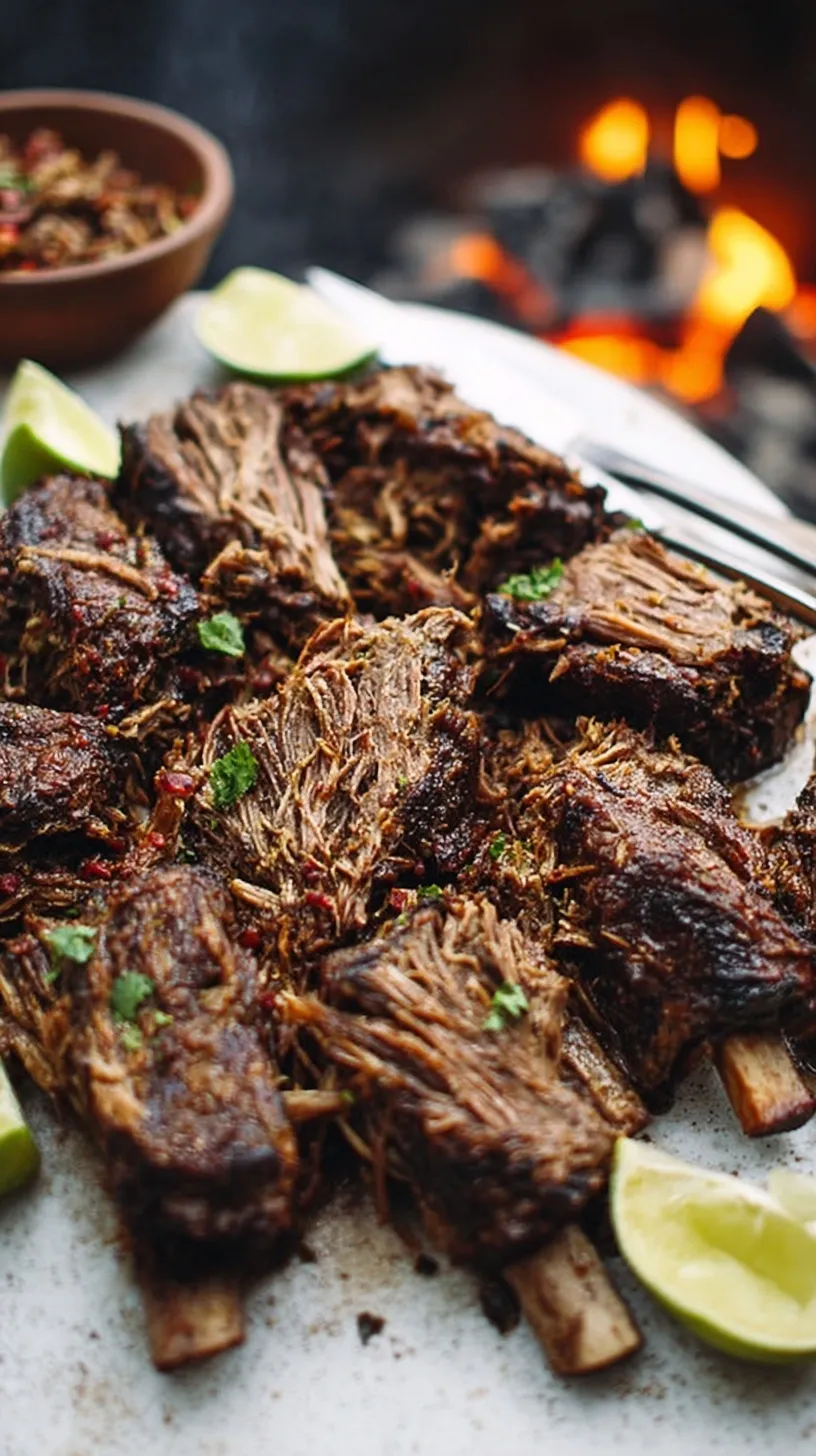 Close-up of shredded, tender slow cooker barbacoa beef in a bowl, garnished with cilantro and lime wedges.