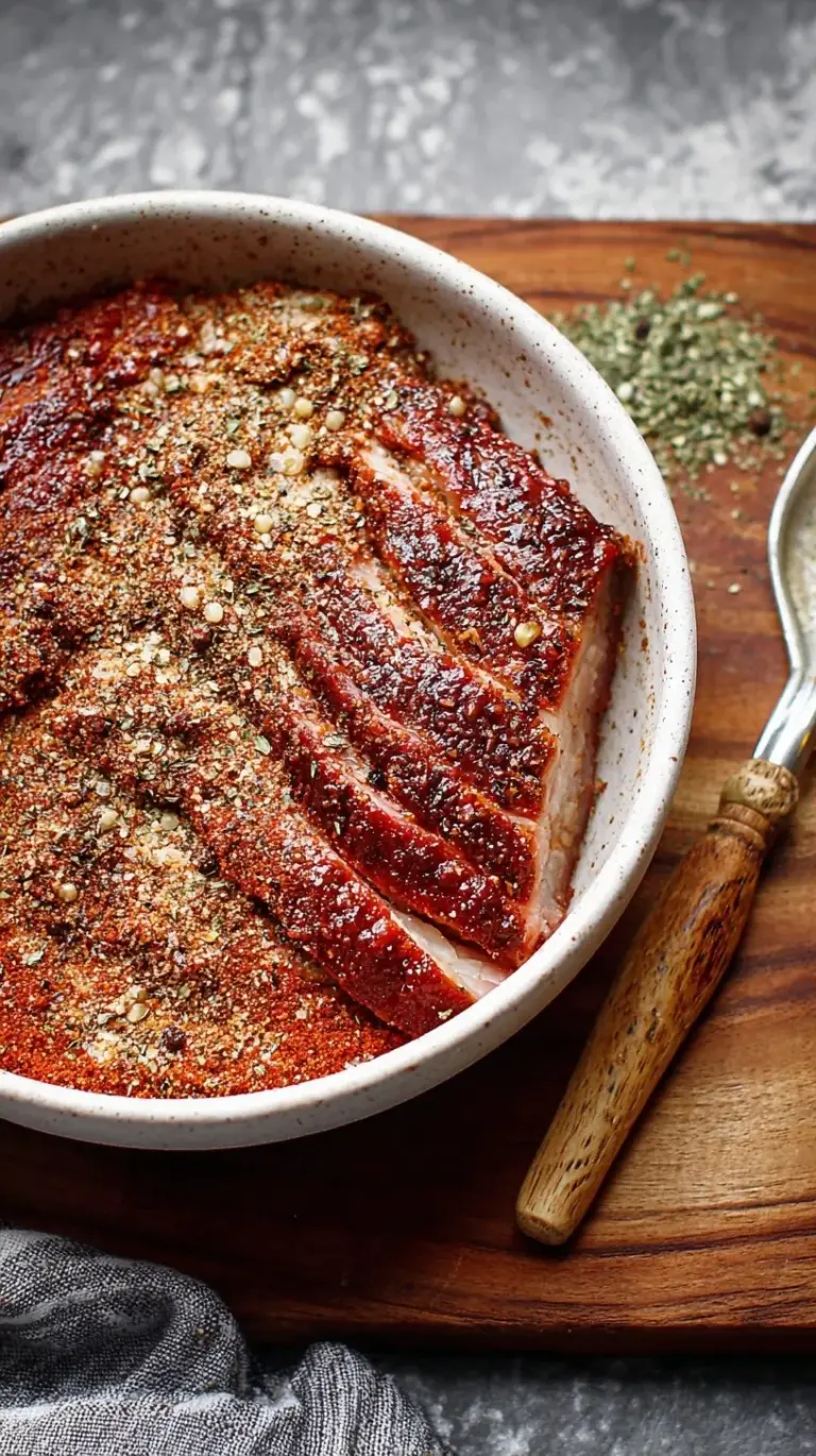 A glass jar filled with a coarse black pepper and salt brisket dry rub on a wooden table.