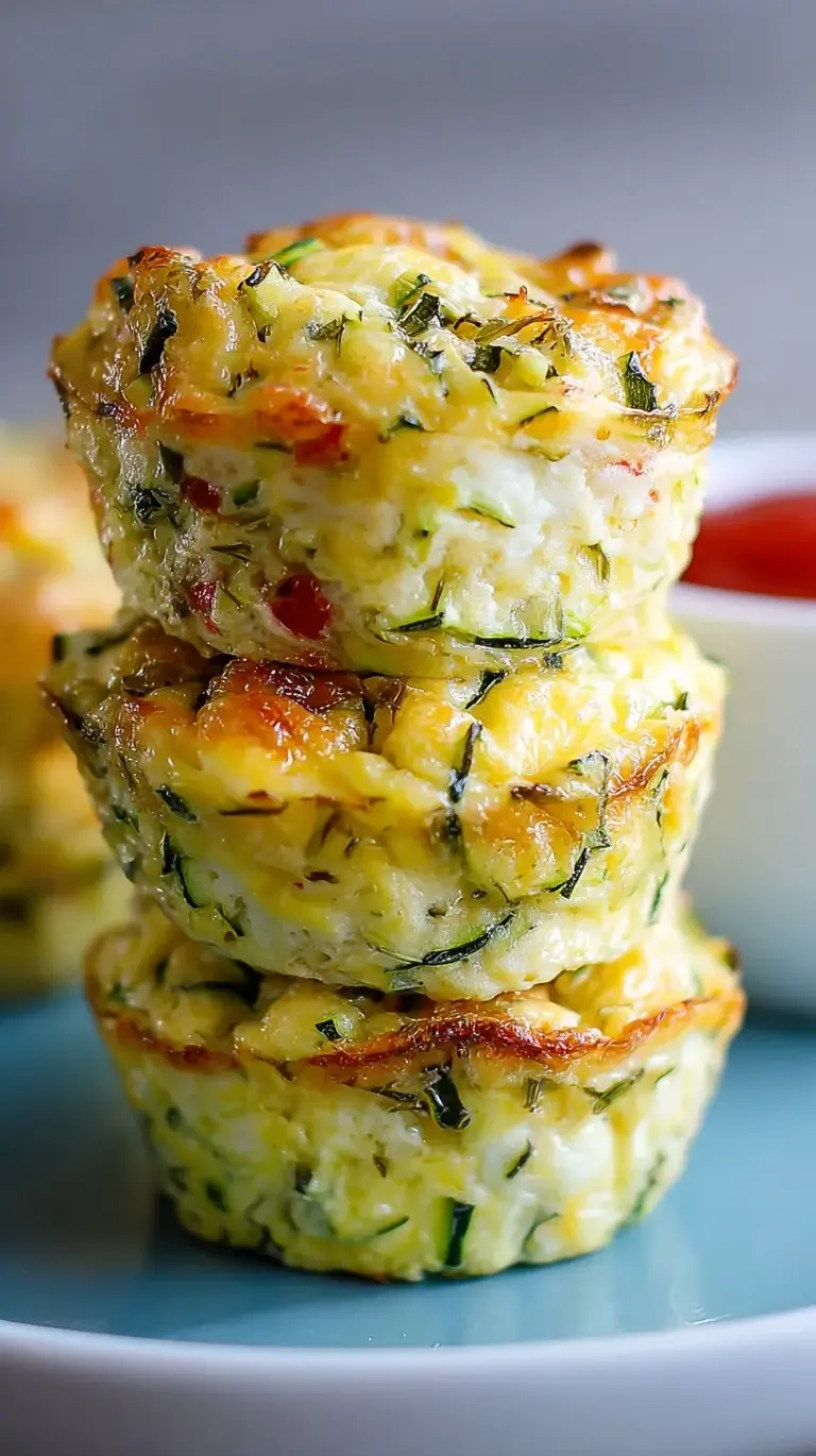 A tray of golden brown cheesy zucchini egg muffins fresh from the oven.