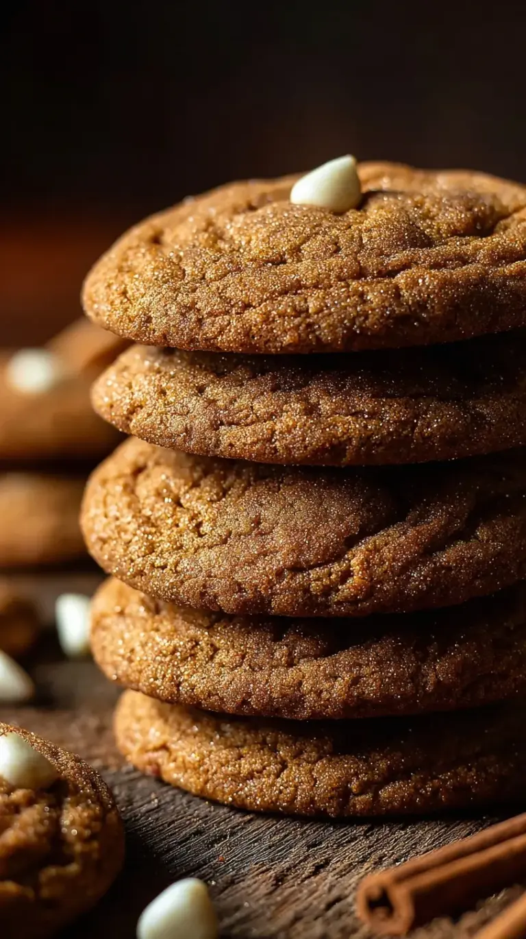 A pile of golden brown chewy gingerdoodle cookies coated in sparkling cinnamon sugar on a white plate.