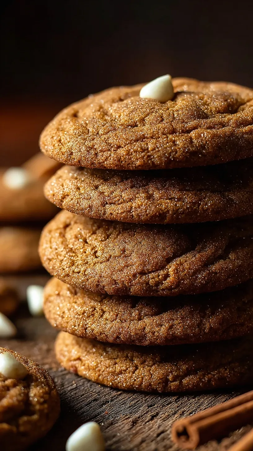 A pile of golden brown chewy gingerdoodle cookies coated in sparkling cinnamon sugar on a white plate.