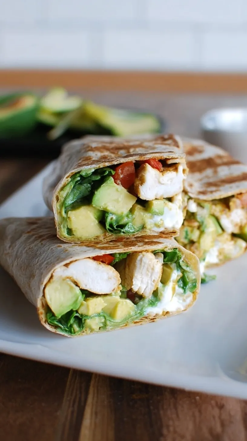 A vibrant plate of gluten-free paleo chicken and avocado burritos, filled with tender chicken, creamy avocado, and fresh salsa.