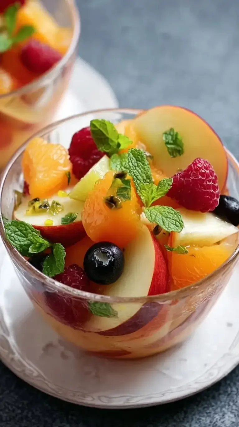 A vibrant glass bowl filled with a rainbow of fresh strawberries, kiwi, grapes, and pineapple