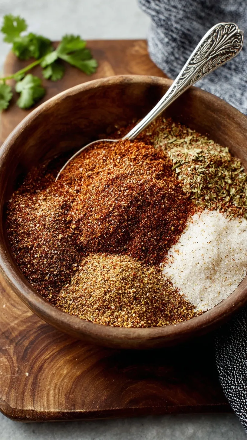 A close-up of a bowl of vibrant homemade fajita seasoning with whole spices scattered around it.