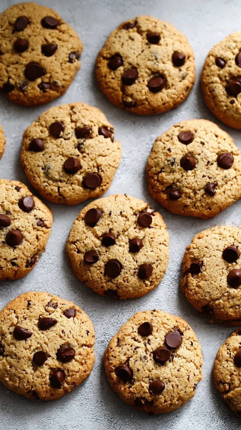 A plate of warm, golden-brown gluten-free chocolate chip cookies with melted chocolate chips.