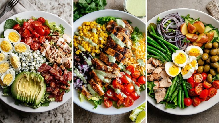 Healthy main dish salads: Cobb salad, Southwest chicken salad and Niçoise salad