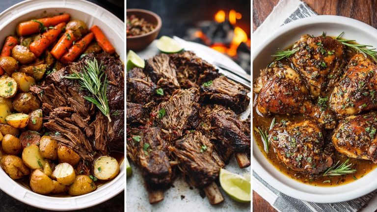 Healthy slow cooker and Instant Pot recipes: slow cooker pot roast, barbacoa and honey balsamic Instant Pot chicken