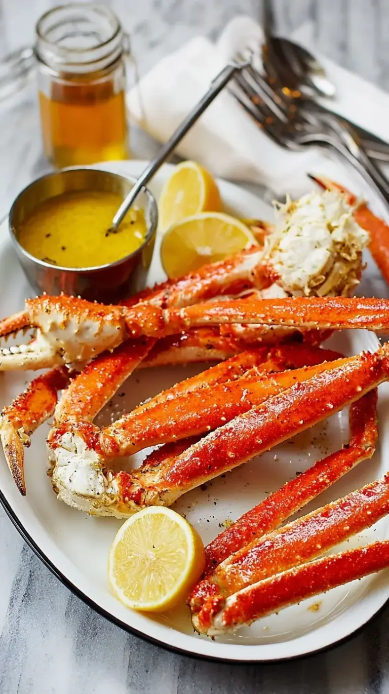 A platter of perfectly cooked crab legs, some steamed, some baked, and some grilled, with melted butter and lemon wedges, showcasing how to cook crab legs 3 ways.