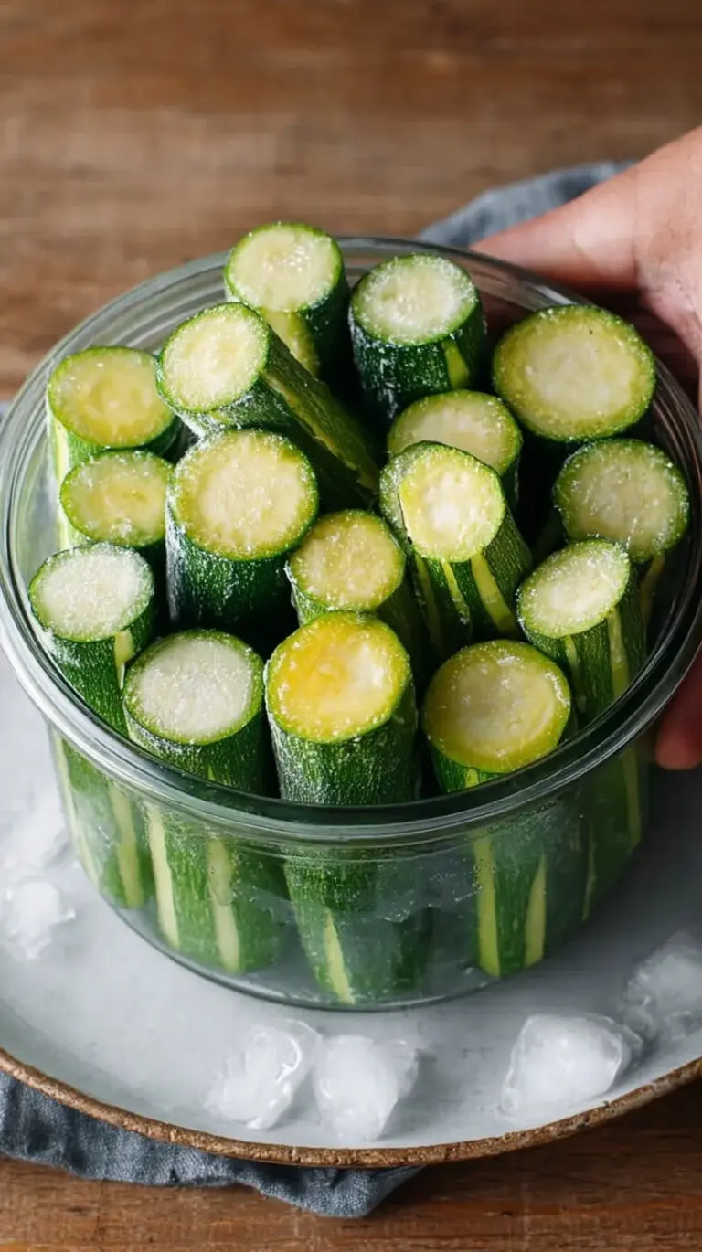 Freshly sliced zucchini ready for freezing, demonstrating how to freeze zucchini for long-term storage.