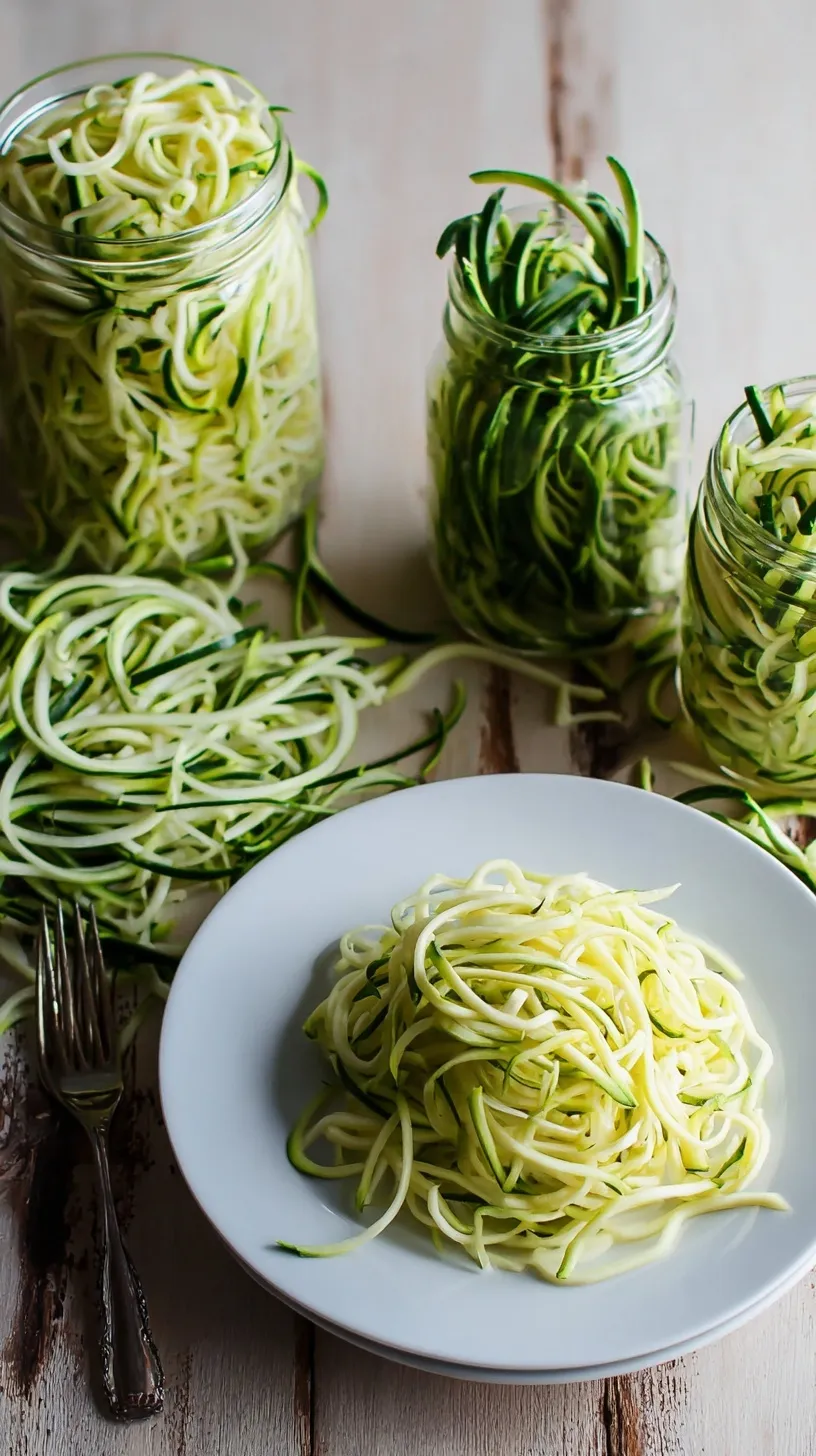 Freshly sautéed zucchini noodles with garlic and olive oil in a skillet