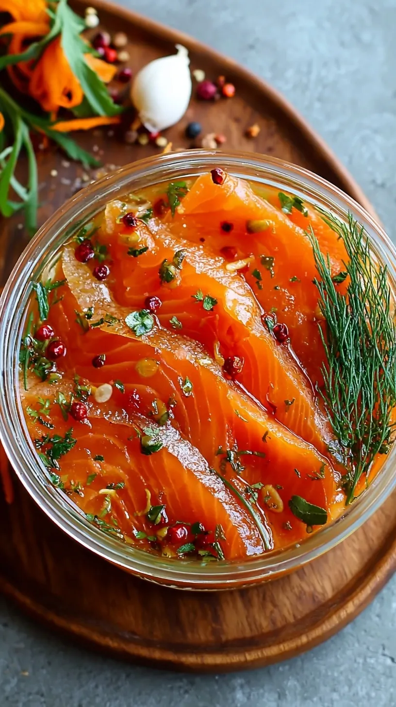 A platter of thinly sliced smoked salmon topped with julienned carrots and fresh herbs