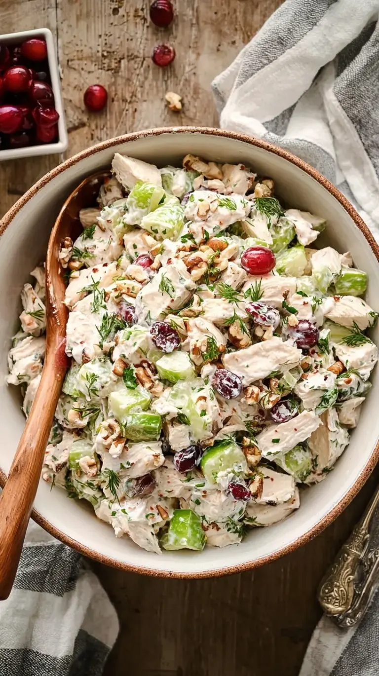 A vibrant bowl of creamy turkey salad with celery, red onion, and fresh parsley, ready to be served on a sandwich or with crackers.